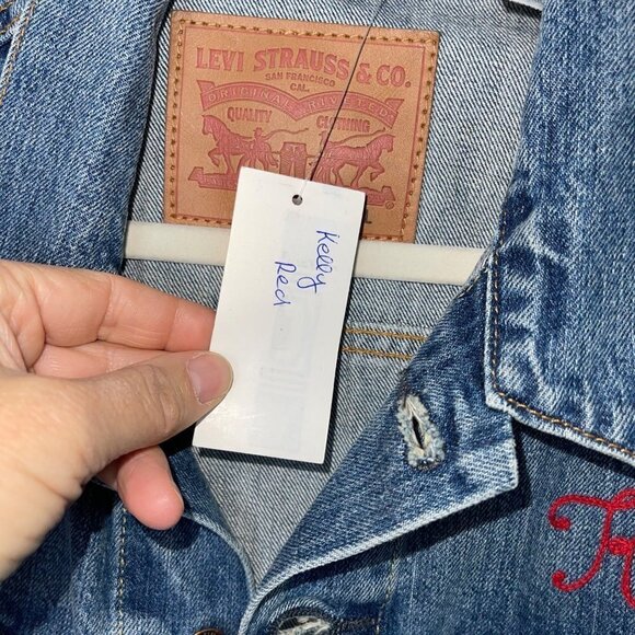 Levi's Womens Trucker Jacket Blue Size Large Denim Pure Cotton Customized New - Picture 4 of 13
